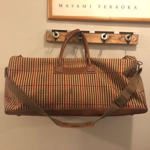 80’s Perry Ellis Plaid brown duffel bag